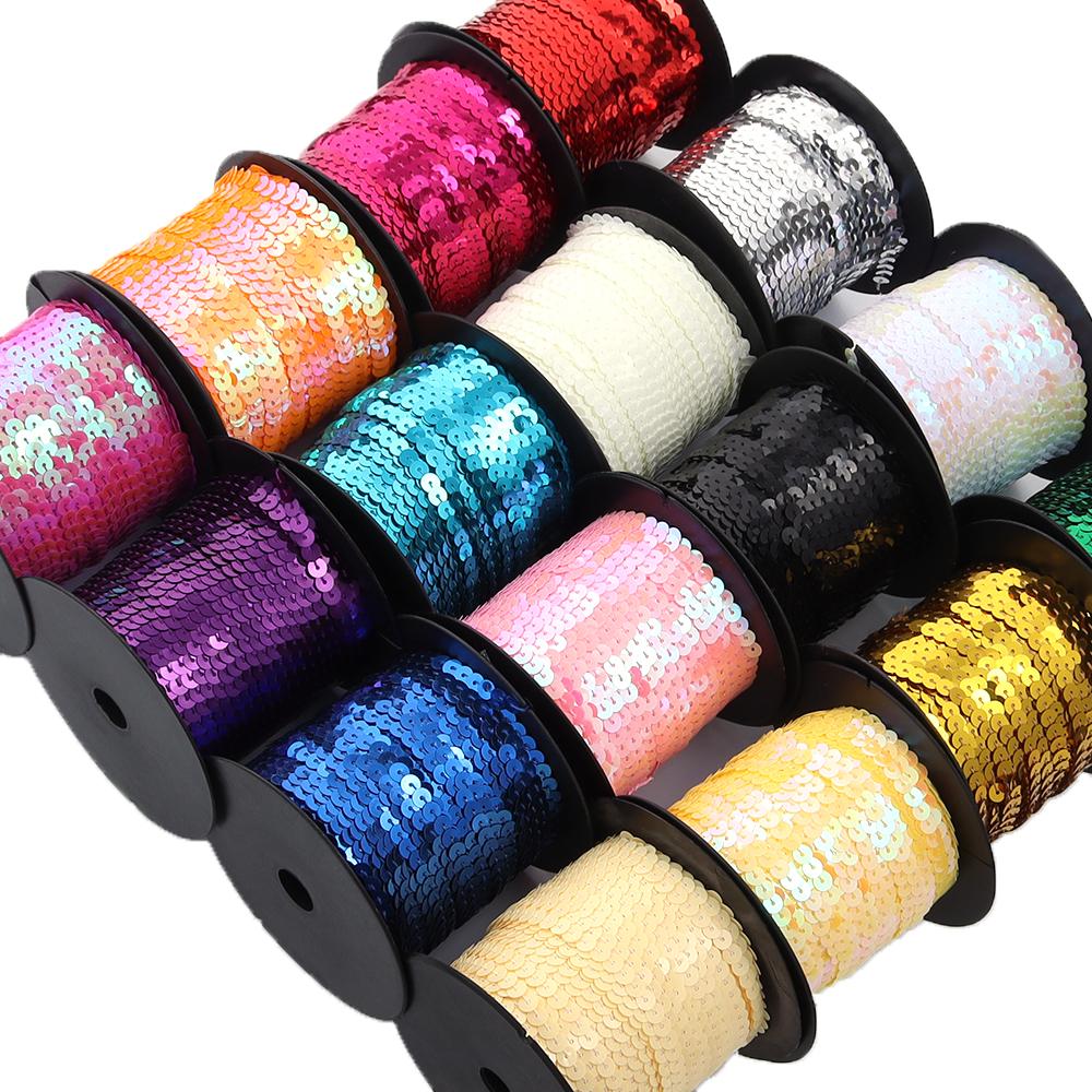 100 Yards/Roll Bright Sequins Shiny Color Round Flat Paillettes Strings For Party Decor DIY Crafts Clothing Sewing Accessories
