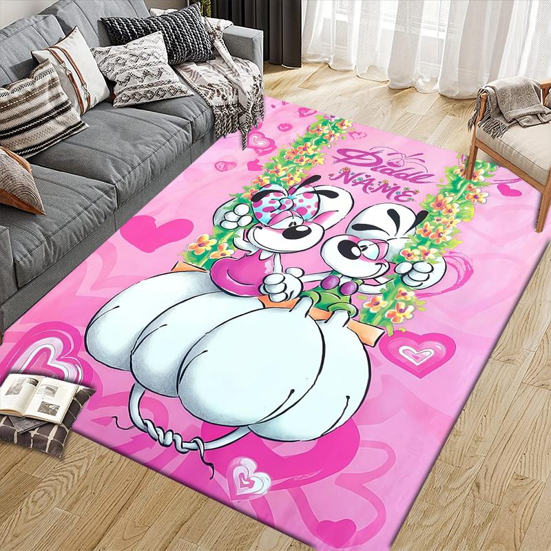 Custom Name,Diddl Home Sofa Decoration for Living Room & Bedroom, Non‑Slip Play Flannel Floor Mat for Game Room