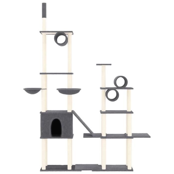 171617 vidaXL Cat Tree with Sisal Scratching Posts Dark Grey 279 Cm
