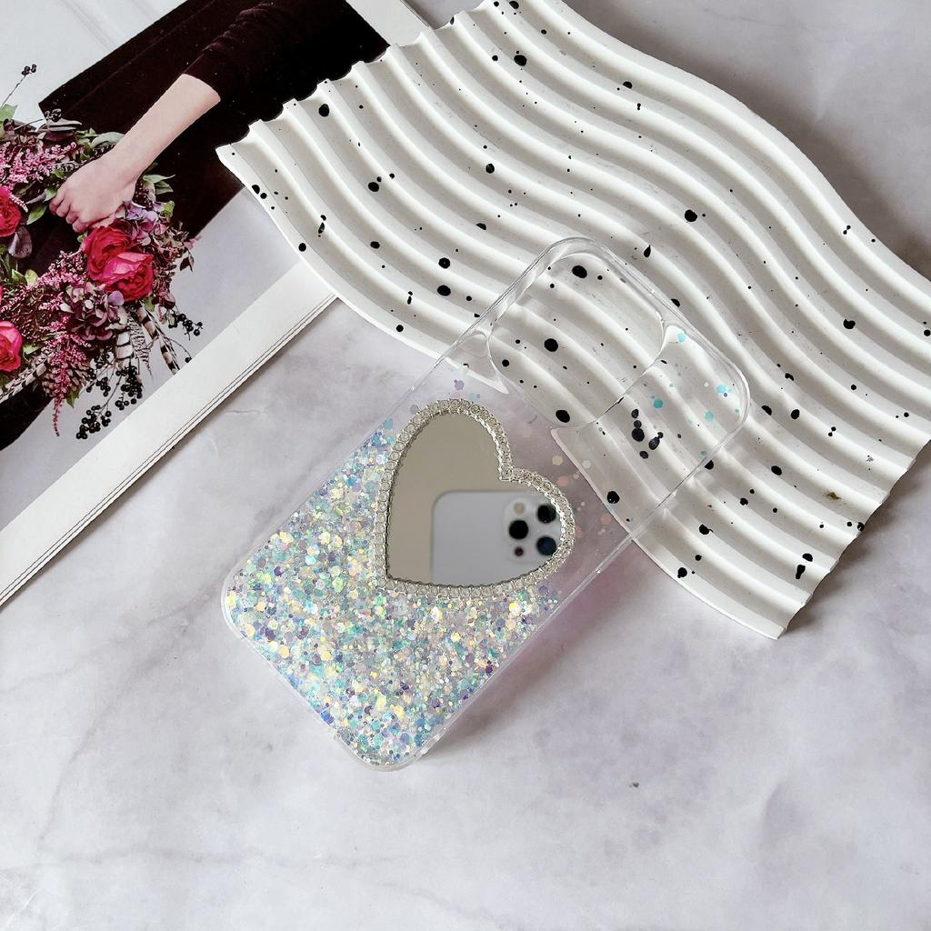 For iPhone 14 Pro Max Case Glow In The Dark Epoxy TPU Phone Cover Mirror Design