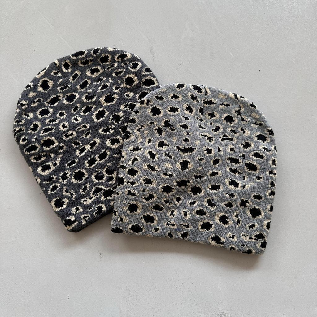 Leopard Pattern Knit Beanie Hat Fashion Warmth Cap For Casual Street Style