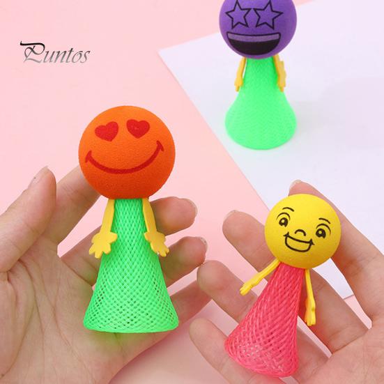 10Pcs Spring Jumping Man Toy Press Kids Bouncing Cartoon Expression Ball Launcher Game Toddlers Boys Girls Kindergarten Party Favors Gift Bag Fillers