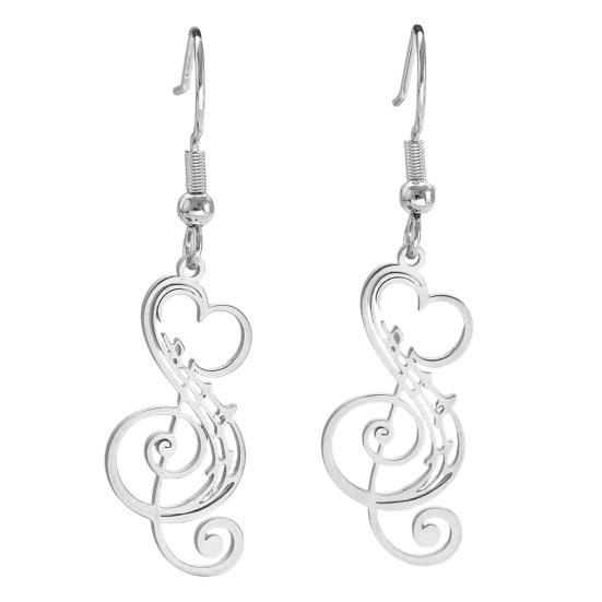 

1 Pair Women Earrings 304 Stainless Steel Lightweight Hollow Design Music Note Heart