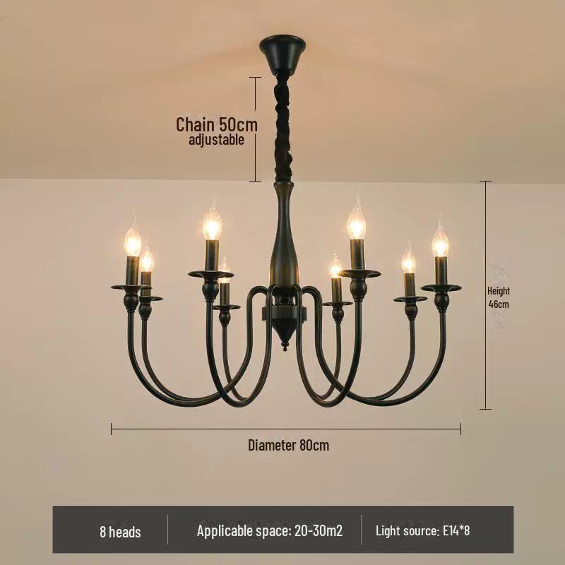 

Черная ретро-люстра во французском стиле для гостиной, спальни и зала Includes light source