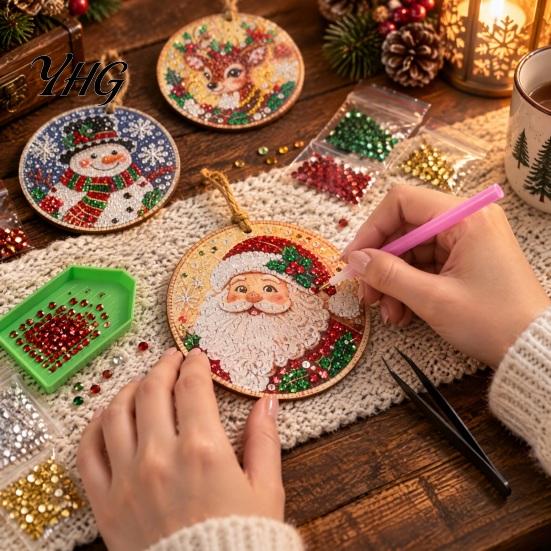 DIY Hanging Ornaments for Adults 6 Pcs Christmas Faux Pearl Painting Art Kit Adults, Holiday Craft Sets Beginners Diamond Kits, Gem Window Tree