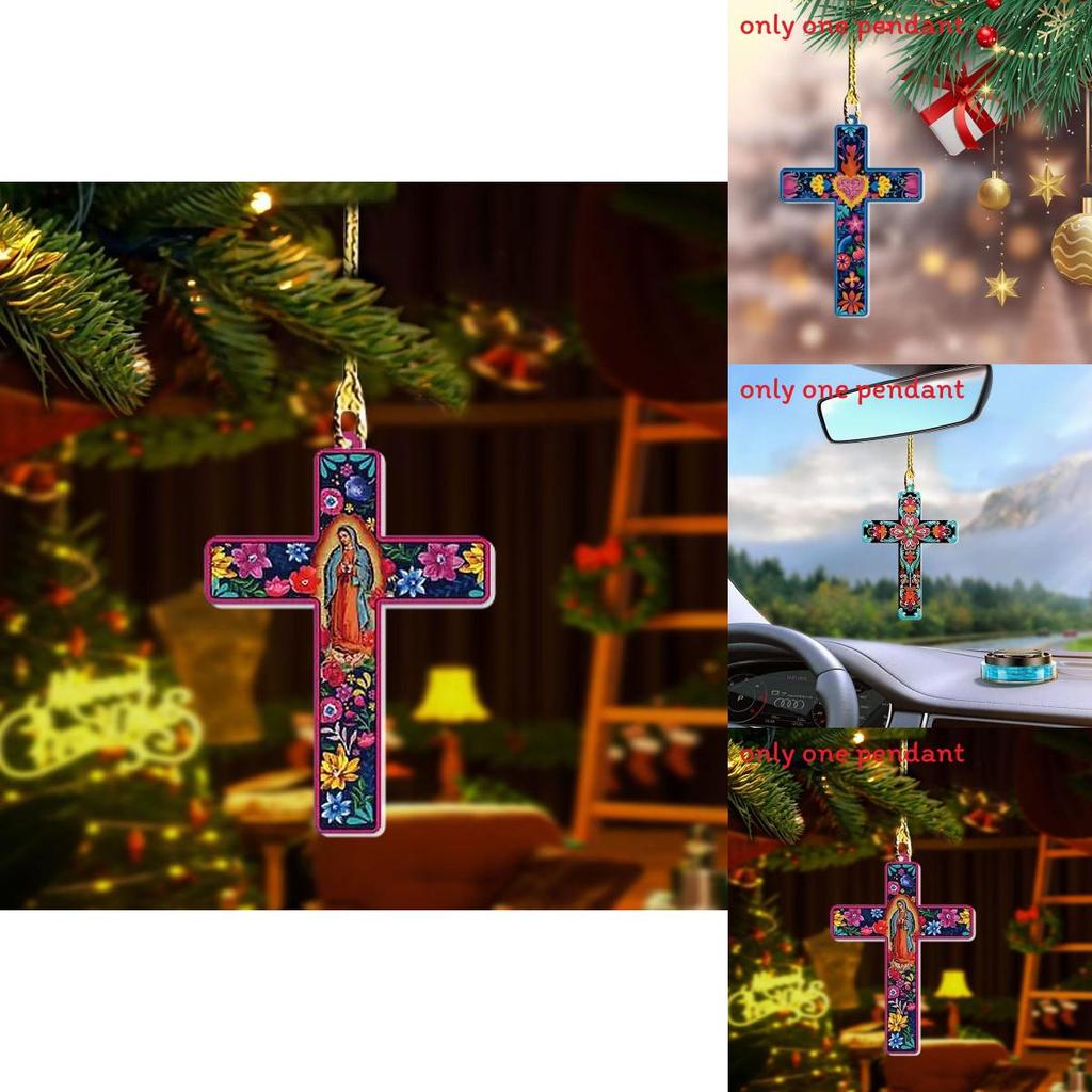 Car Easter Acrylic Cross Pendant With Minimalist Design For Vehicle Interior Decor