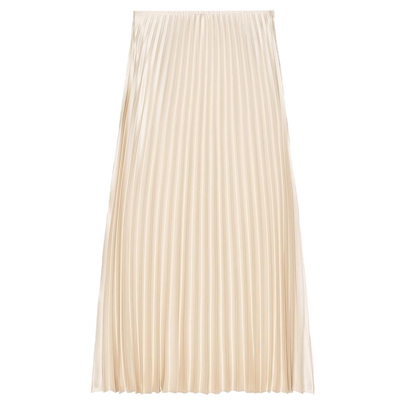 Zaprha 2025 New Arrival Silk Satin Texture Midi Skirt Pleated Dress Height Slim Looking All-Match Tutu 3067401