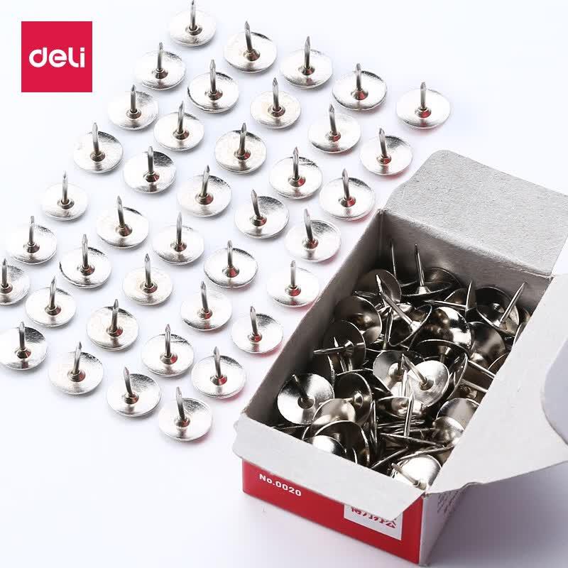 Deli Nickel-Plated Metal Pushpins