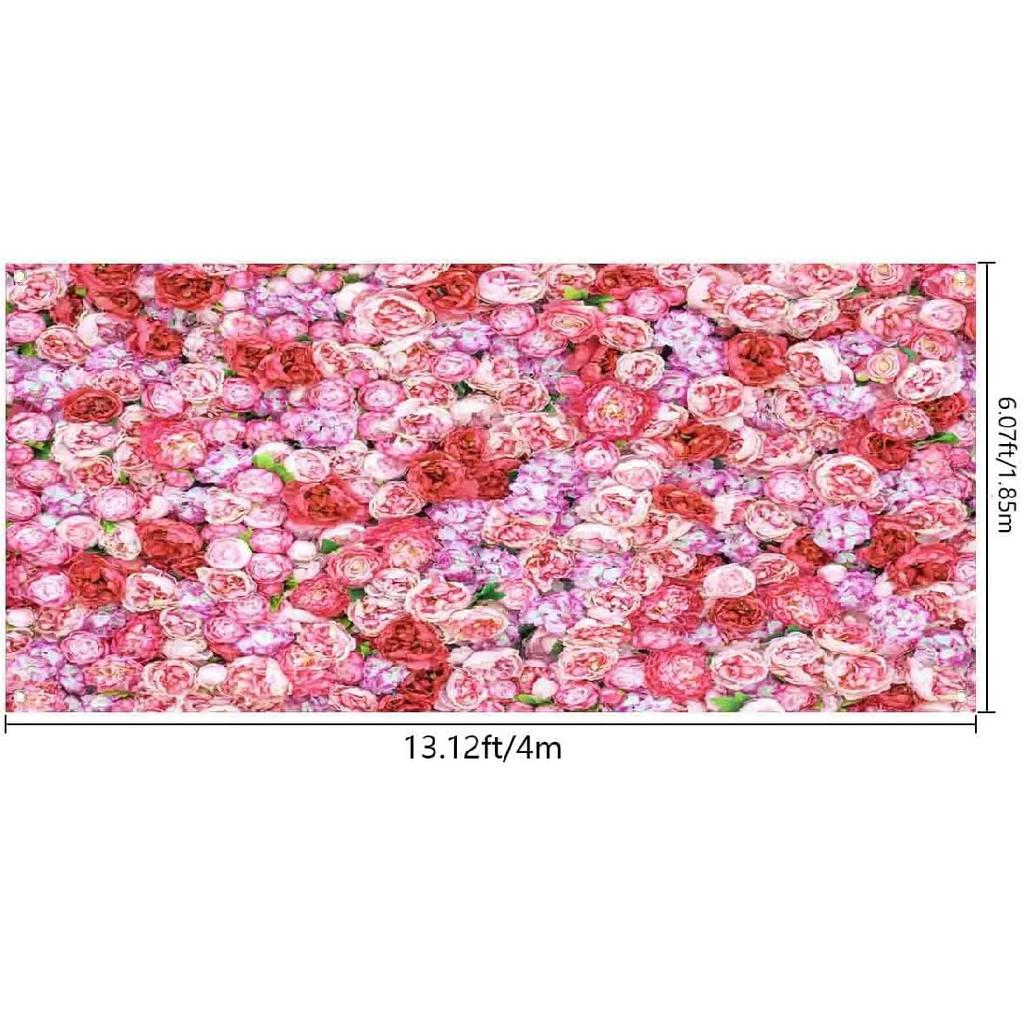 Flower Garage Door Decoration Flowers Wall Pink Rose Floral Spring Garage Door Banner Cover Pictures Newborn Wedding Bridal Shower Birthday Party