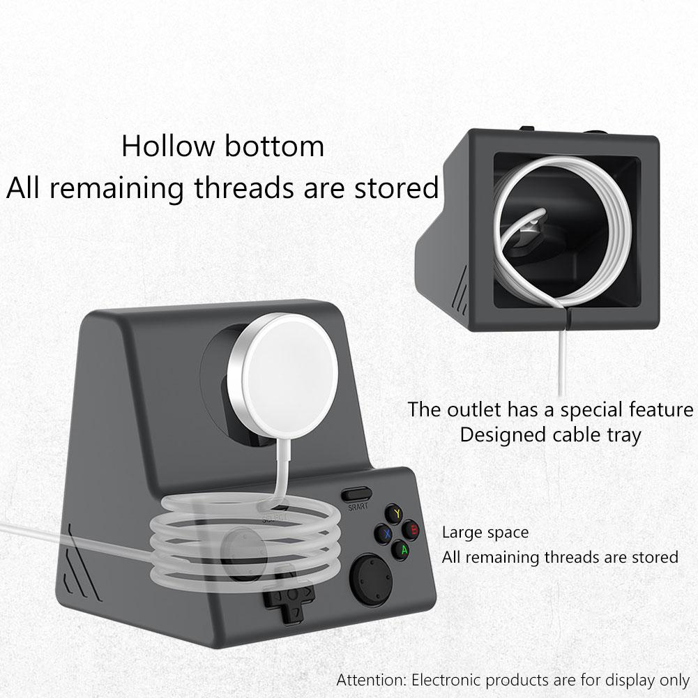 Desktop Holder For Apple Watch Ultra Charger Stand Retro Computer Pattern Charging Base for iWatch 10 9 8 Silicone Dock Holder