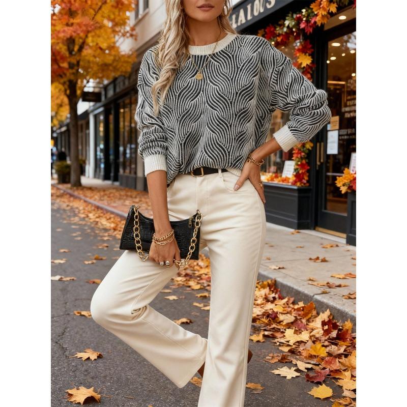 Autumn and Winter New Fashion Women's Round Neck Loose Long-sleeved Sweater Casual Sweater for Women