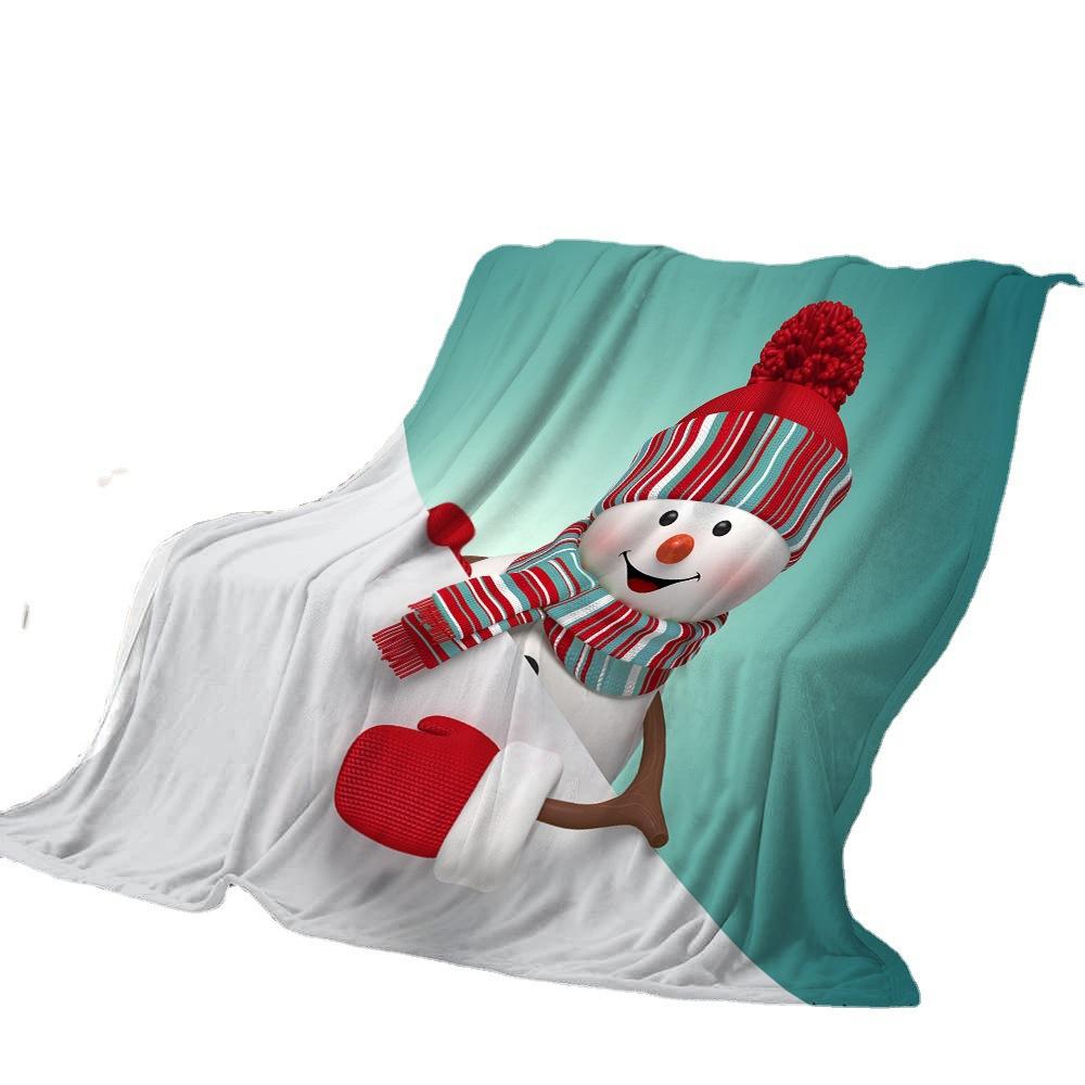 

Рождественское двустороннее фланелевое одеяло со снеговиком, теплое покрывало из шерпы 100*150cm