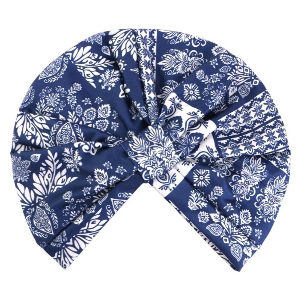 New Bohemia Floral Print Turban Pre Tied Knot Chemo Caps Head Wrap Beanie Hat Pleated Stretchy Muslim Hijab
