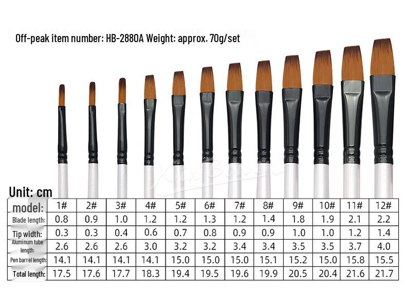 Children's 12-Piece Nylon Hair Paintbrush Set for Watercolor and Oil Painting