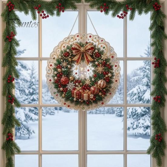 Weihnachts-Kunst-Sonnenfänger-Bausatz mit Kunstperlen, DIY-Set, Hängender Schmuck, Weihnachtsmann, Festliche Freizeitaktivitäten, Weihnachtsbaum-Basteln für Erwachsene,