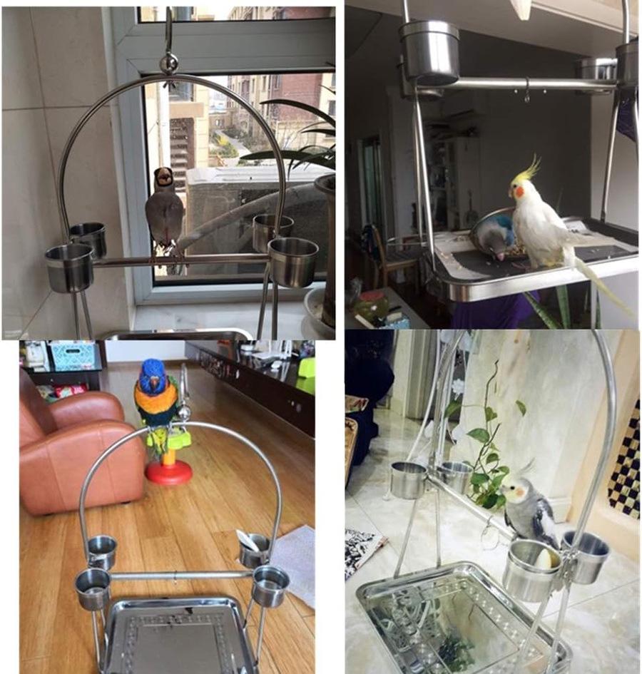 Stainless Steel Parrot Hand-Raising Stand - Durable Cage Rack for Birds