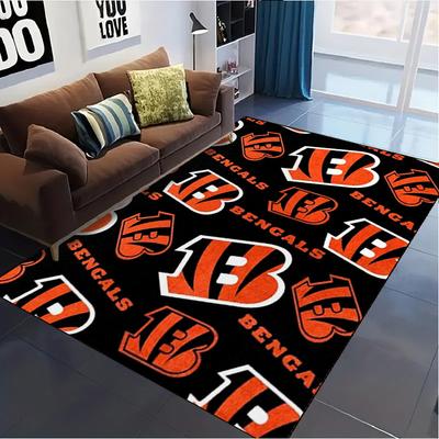 Cincinnati Bengals Logo Carpet Rug for Living Room Bedroom Home Sofa Decoration,Kids Play Non-slip Floor Mat