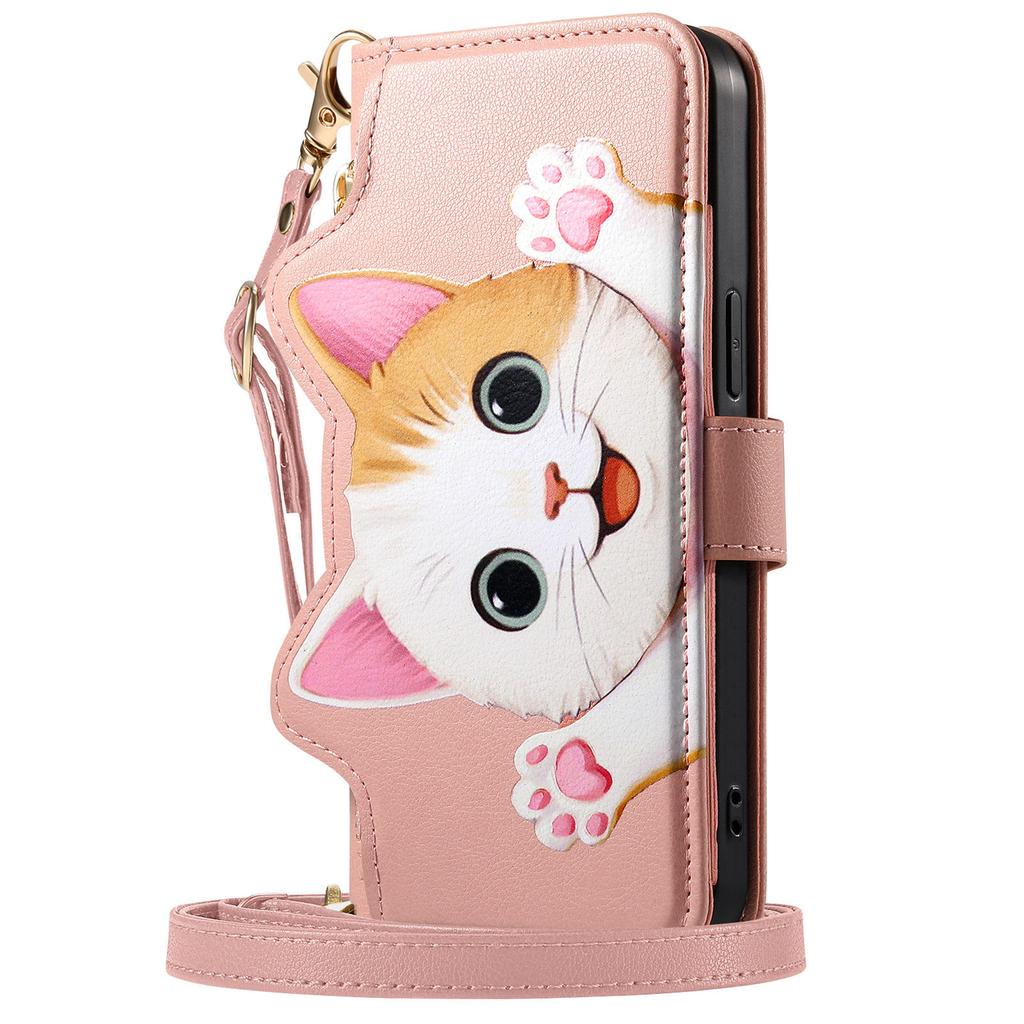 Cute Cat Crossbody Long Lanyard Flip Wallet Leather Case For Xiaomi Redmi Note 15 Pro Plus 14 13 14C 13C Shockproof Stand Cover