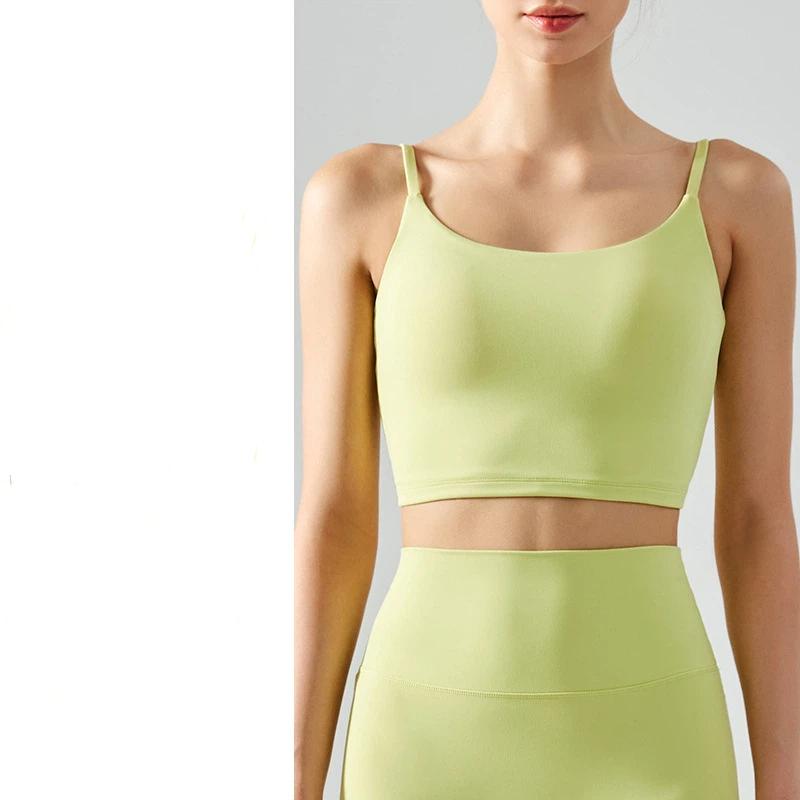 Summer New Yoga Vest Women Seamless Sports Bra Vest Style Square Collar Suspender Fitness Sports Bra