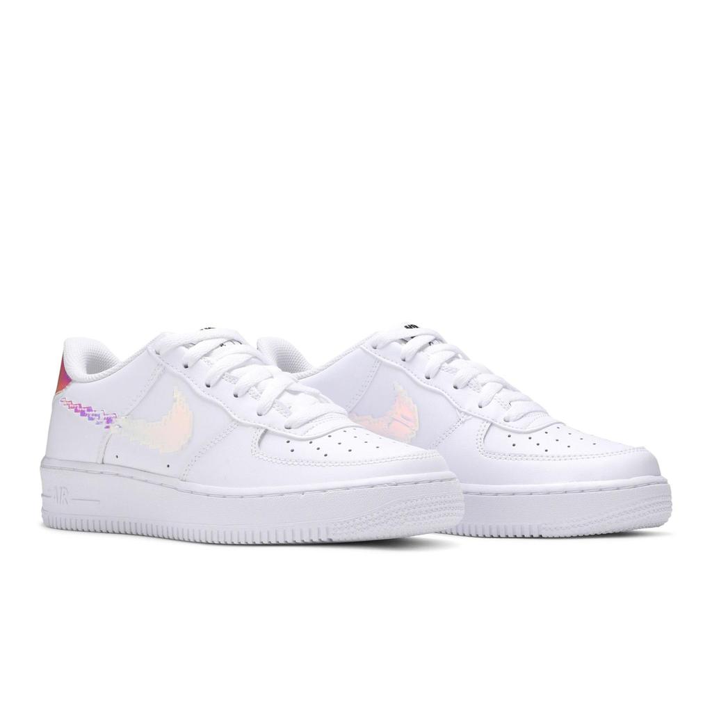 Nike Air Force 1 LV8 Grade School 'Digital Swoosh' (Unisex) White / Multi-Color / Black Kids' Skateboarding Shoes CW1577 100
