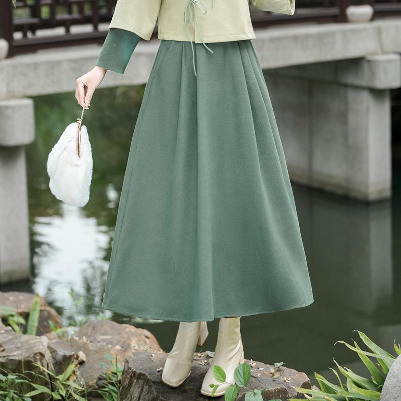 Podzimní/Zimní Retro Vyšívaný Tang oblek Hanfu Cheongsam Dvoudílný set