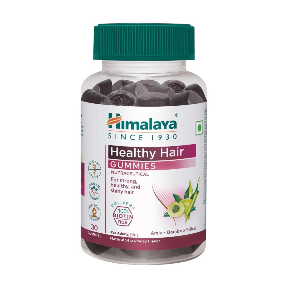 

Himalaya Hair Health Gummies For Strong Healthy Shiny Hair 100% RDA Biotin Vegetarian Gelatin Free Gluten Free Fruit Based Pack Of 30