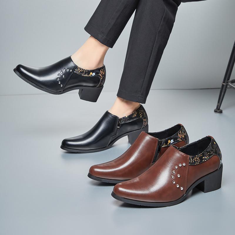 Fashion New Men Business Formal Shoes Black Brown High Heels Comfortable Breathable Fashionable High-end Leather Shoes 39-46 Men Shoes
