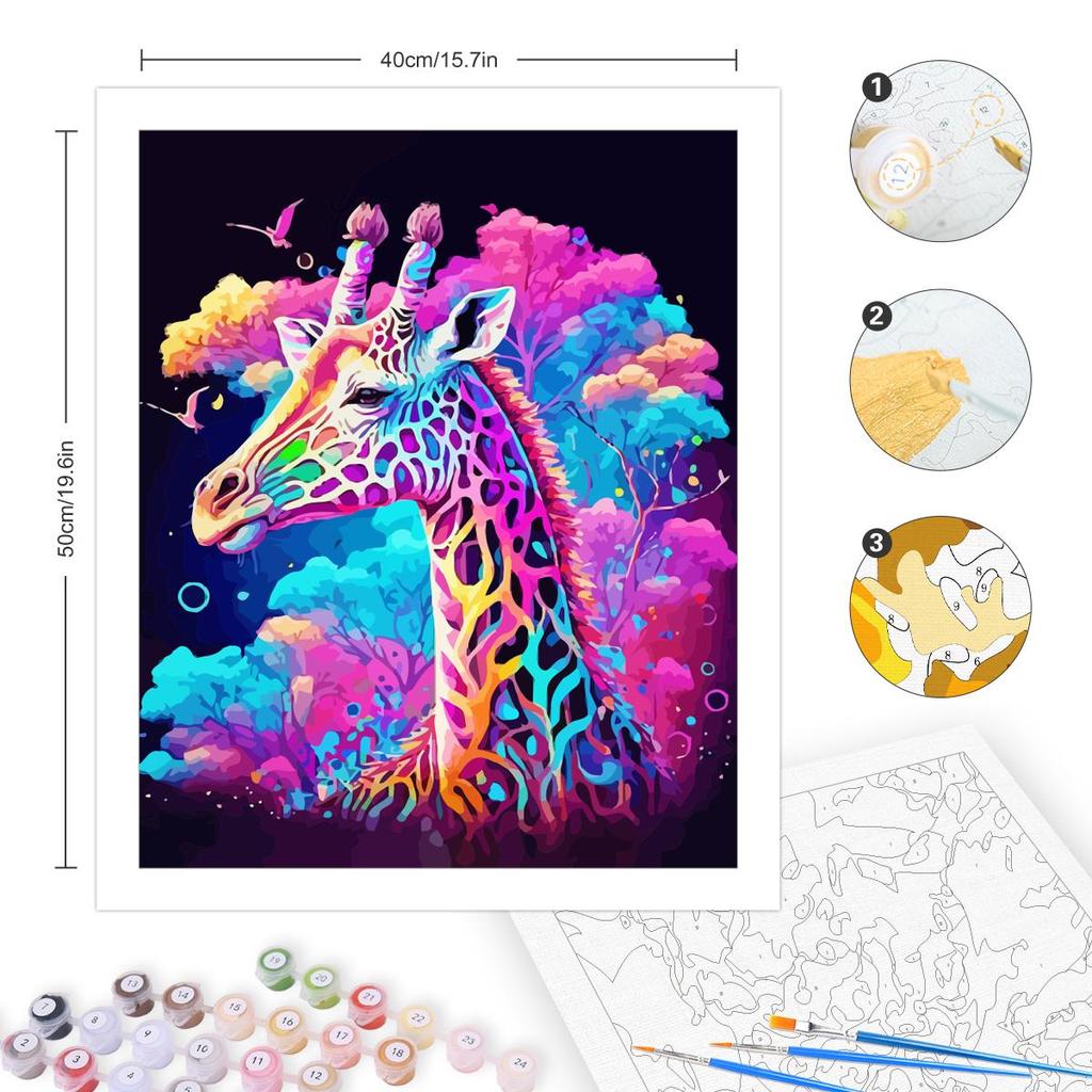 TISHIRON Girafe - Kit De Peinture Par Numéros Pour Adultes