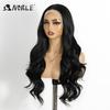 Parrucca Nobiltà con Pizzo Sintetico Frontale HD Trasparente 13X4 Pizzo Body Wave Parrucche 28" Capelli da Bambino Pizzo Frontale Parrucca Pizzo Ondulato Per Donne Parrucca
