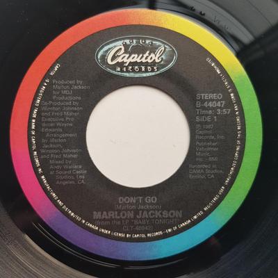 7-tums Skiva MARLON JACKSON - Don't Go B44047 Capitol Records 1987 Kanada Soul/Funk Begagnad