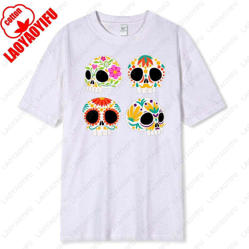 DIA DE LOS MUERTOS Celebrate Mexico May 5th Holiday Mens TShirt Skull Sombrero Flower Print Tops High Quality Cotton Summer Tee