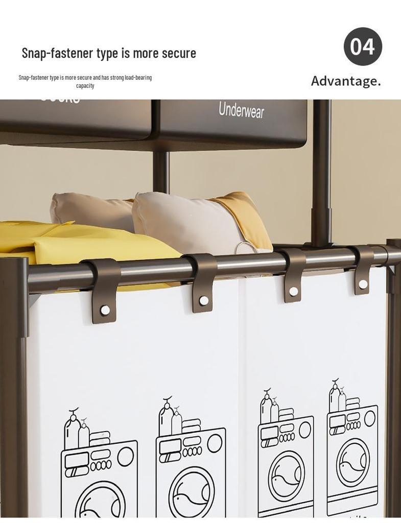 Brazilian Double-Layer Laundry Organizer: Multi-Functional Clothes Sorting Basket and Shelf.