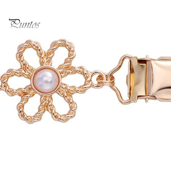 Clothing Embellishments Hollow Flower Cardigan Sweater Clip, Vintage Women Clip with Fasteners Faux Pearl, Cincher for Dress Shawl Pants Scarves