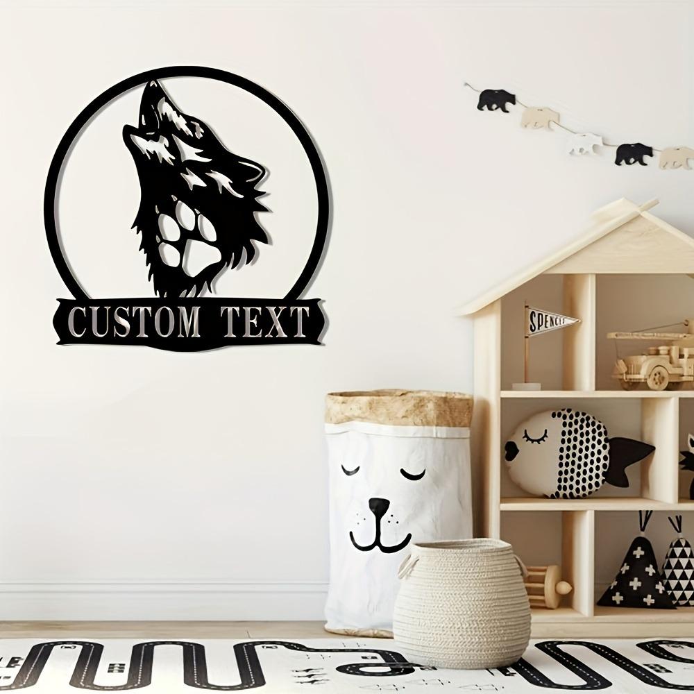 Custom Metal Wolf Head Wall Decor with Personalized Text - Indoor/Outdoor Sign for Home & Garden