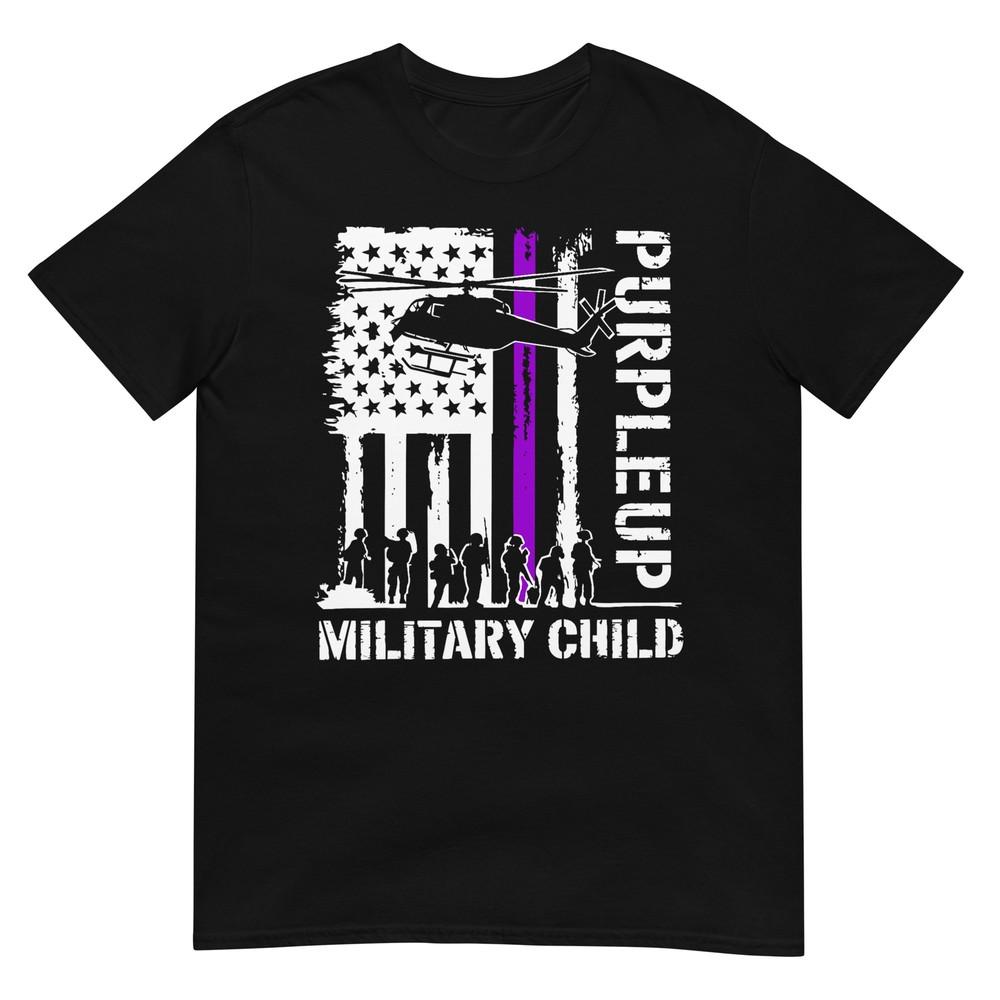 Purple Up for Military Kids USA Flag Military Child Month T-Shirt M