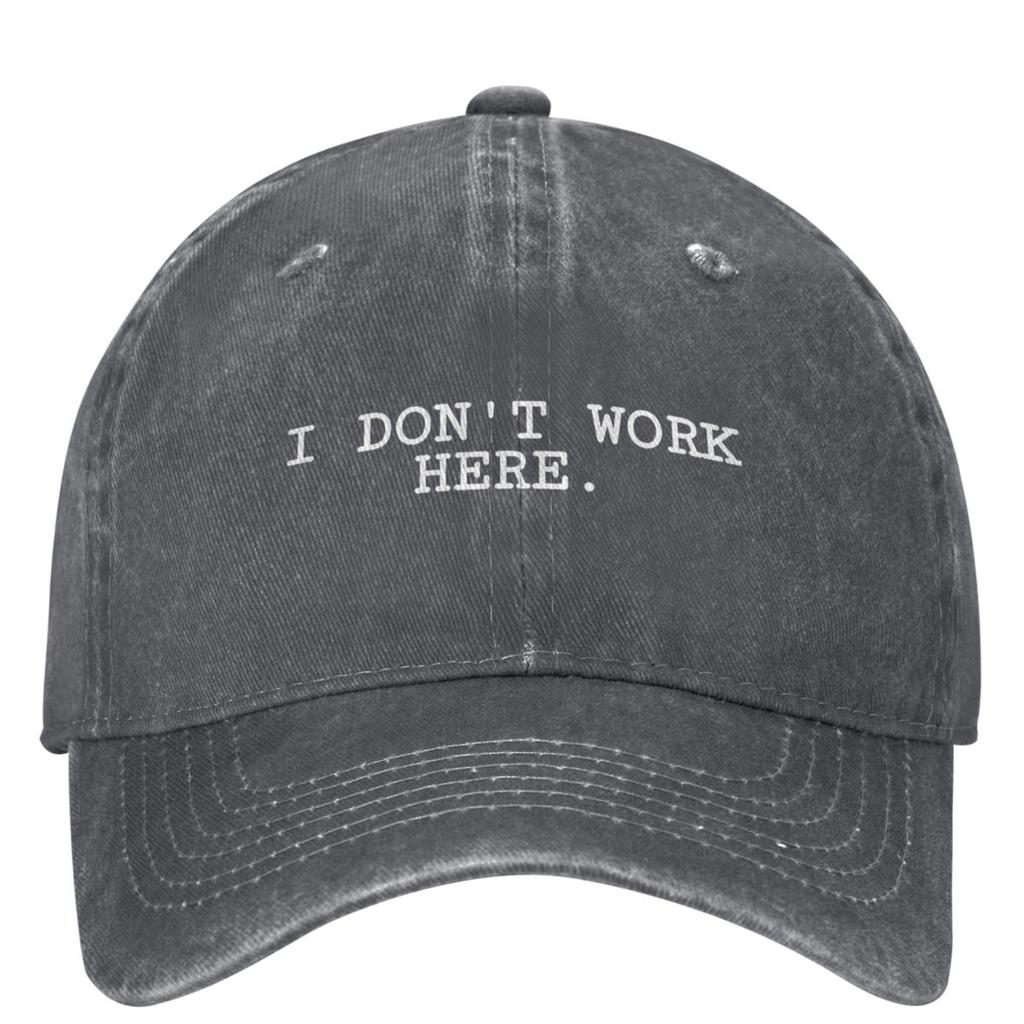 I DONT WORK HERE Washed Baseball Cap Funny Vintage Hip Hop Hats Summer Men Adult Kpop Rock Sunscreen Snapback Cap