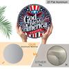 2D Flat, 1pc Round Aluminum Hanging Sign - "God Bless America" Patriotic Metal Wall Art, Uncle Sam Hat & Fireworks Design, Perfect for 4th of July