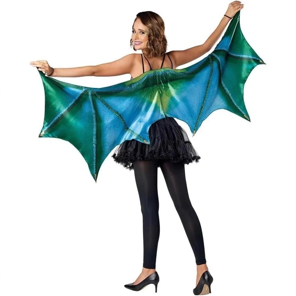 Role Play Women's Dragon Horn Wings One Size Cosplay Costumes Decoration Green Purple Wings  Adult