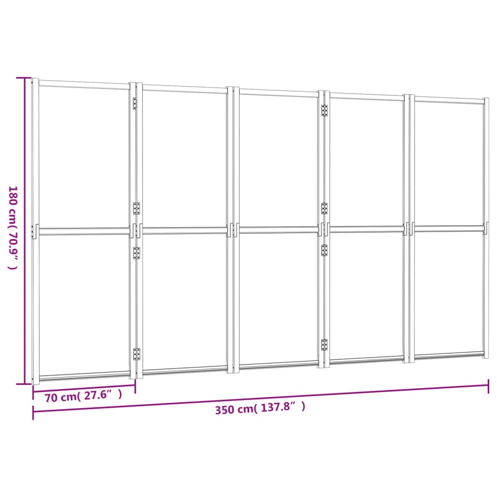 Vidaxl Parawan 5-Panelowy, Czarny, 350 X 180 Cm