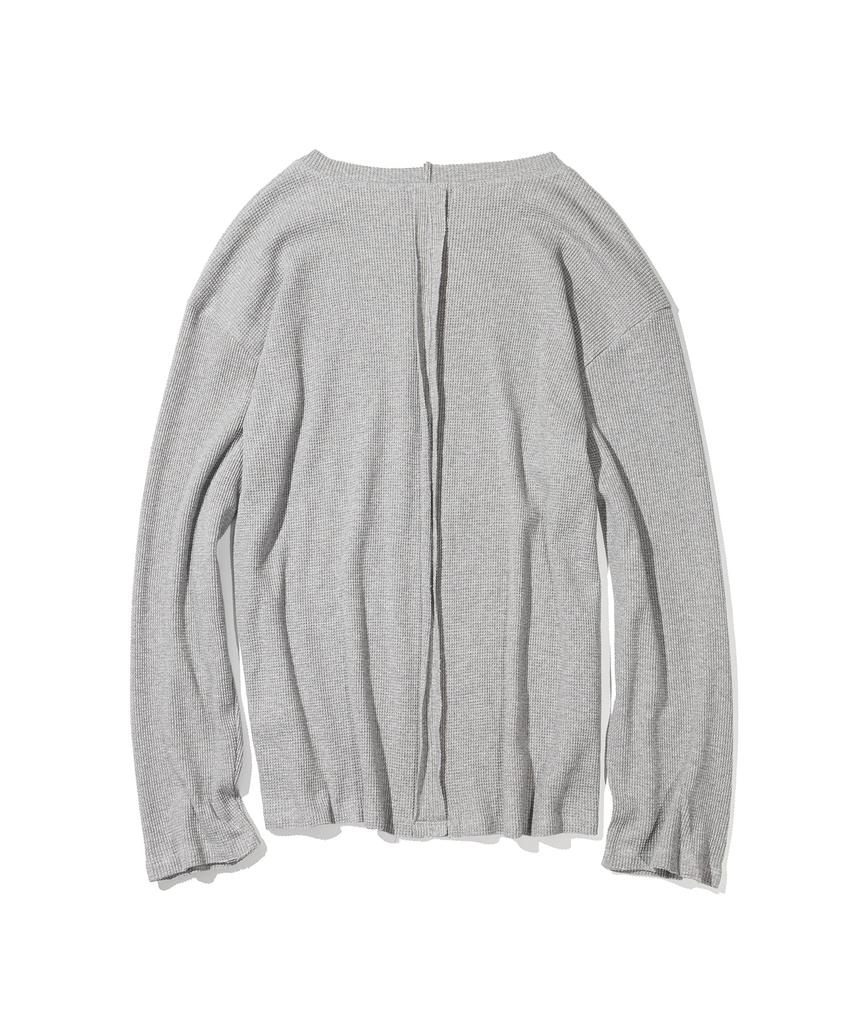 Mass Known Waffle Cut Divide Boat Neck Long Sleeve Mssls002-Gy
