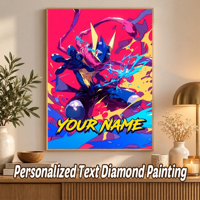 Greninja Custom Name Diamond Painting Personalized 5D Full Drill DIY Diamond Art Home Decor