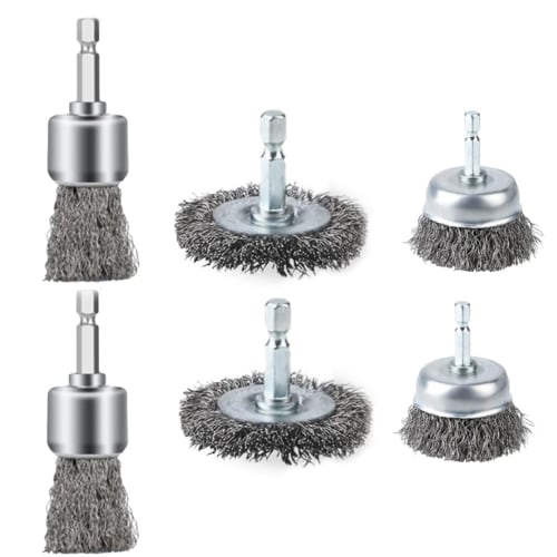 TOMMYFIELD Wire Brush, Grinding Brush, Handle Brush, Rust Removal Brush, Hexagonal Shaft, Paint Stripper (Wire Brush)