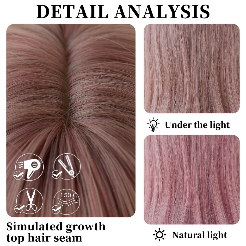 7jhh Wigs Long Wavy Pink Wigs For Women Daily Party Costume Synthetic Hair Wig With Bangs Halloween Costume Carnival Lolita Wig