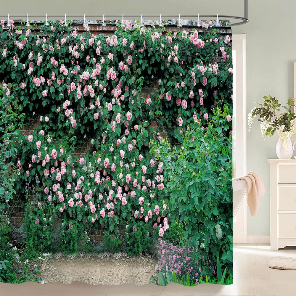 3D Prachtig Kleurrijk Bloemenlandschap Print Badkamer Waterdicht Douchegordijn Polyester Gordijn Huisdecoratie Gordijn