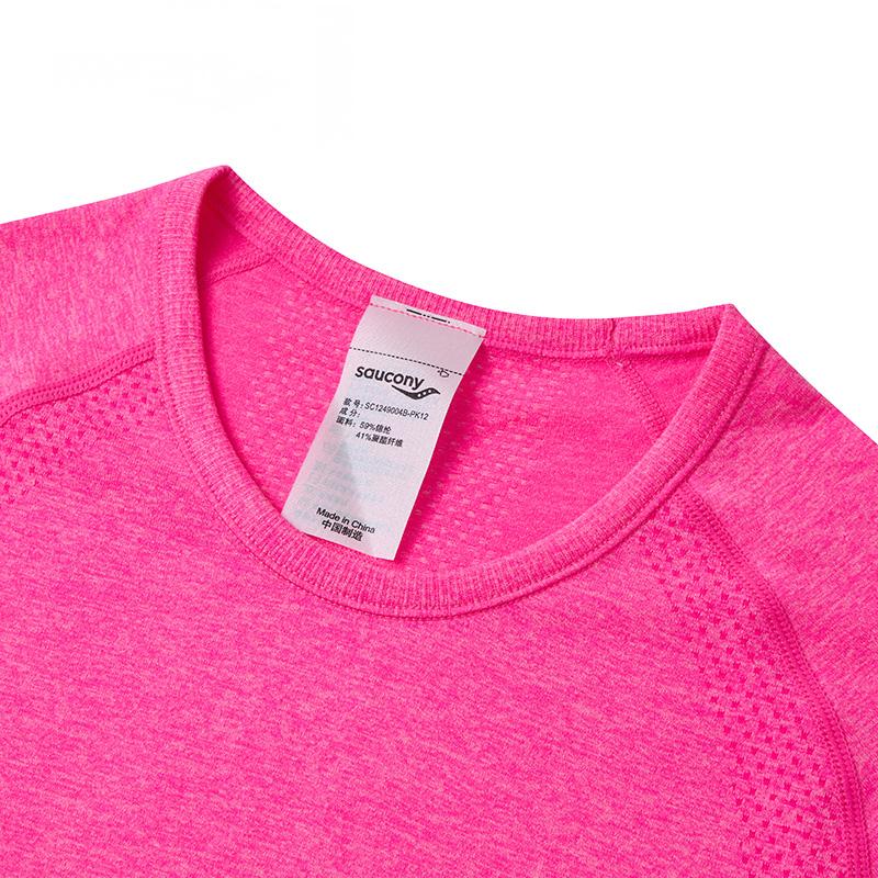 Saucony Slim Fit Breathable Running Casual Crew Neck Knit Long Sleeve T-Shirt Women Tops Rose-Pink SC1249004B-PK12