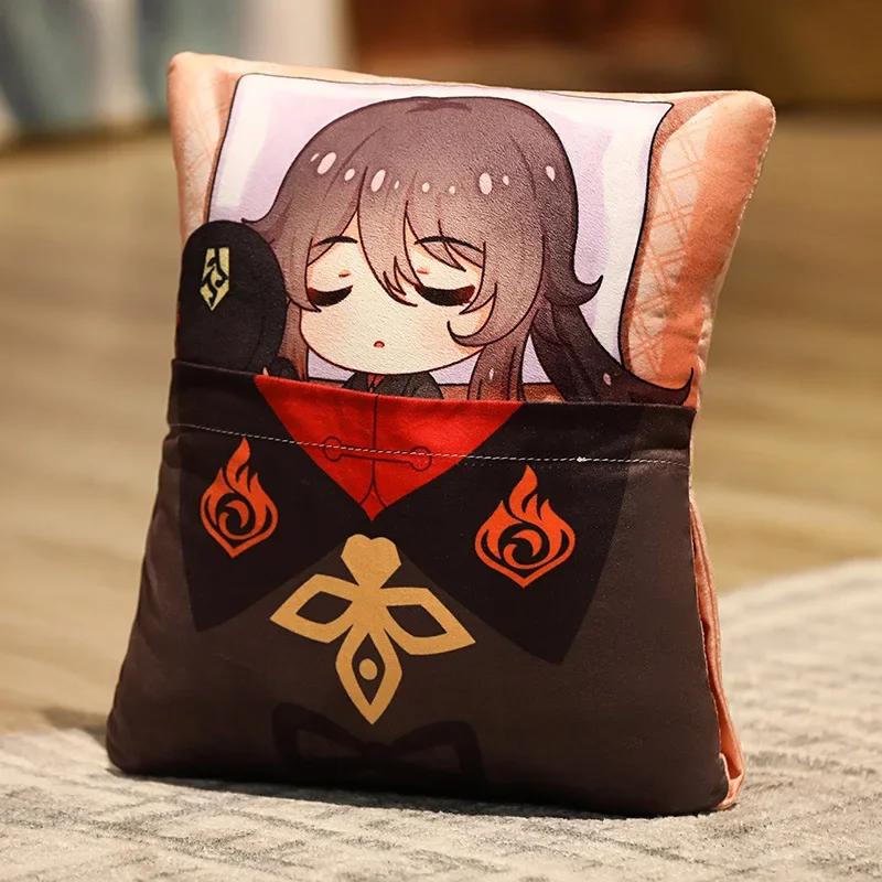 36x27cm Genshin Impact Plush Toy Kawaii throw pillow plush Tiwat Zoo Yae Miko Tartaglia Thoma Ganyu Diluc Plush Pillow Cartoon