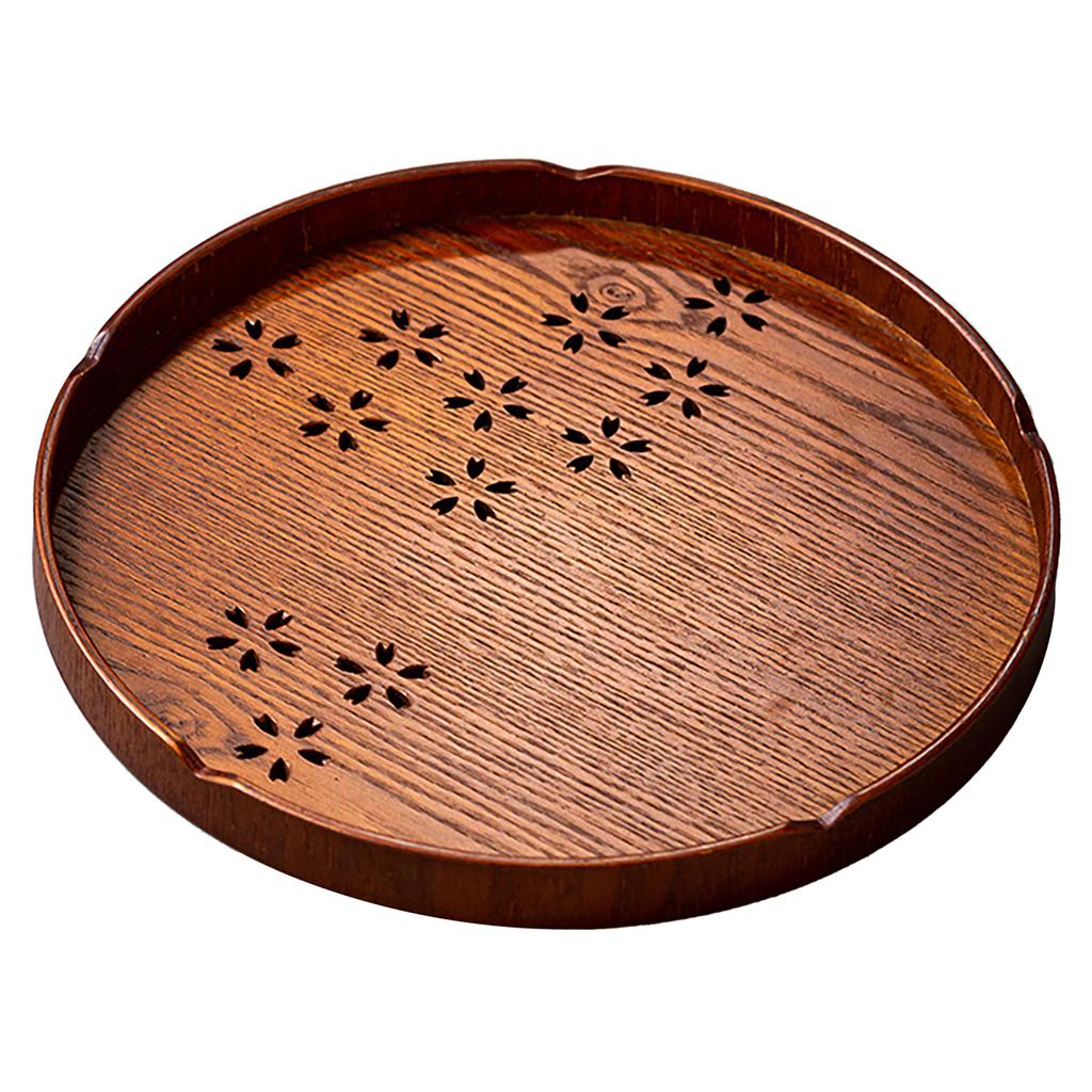Tee Tablett Kirschblütenmuster Holz Teeplatte Grüntee Backen Servierplatte für Zuhause Teehaus Rund