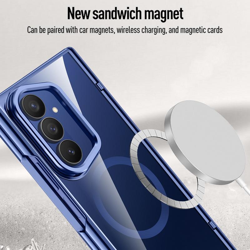 Custodia Protettiva Trasparente con Anello Magnetico per Schermo per Samsung Galaxy Z Fold 8 Fold8 Ultra Fold7 Copertura con Cerniera a Molla
