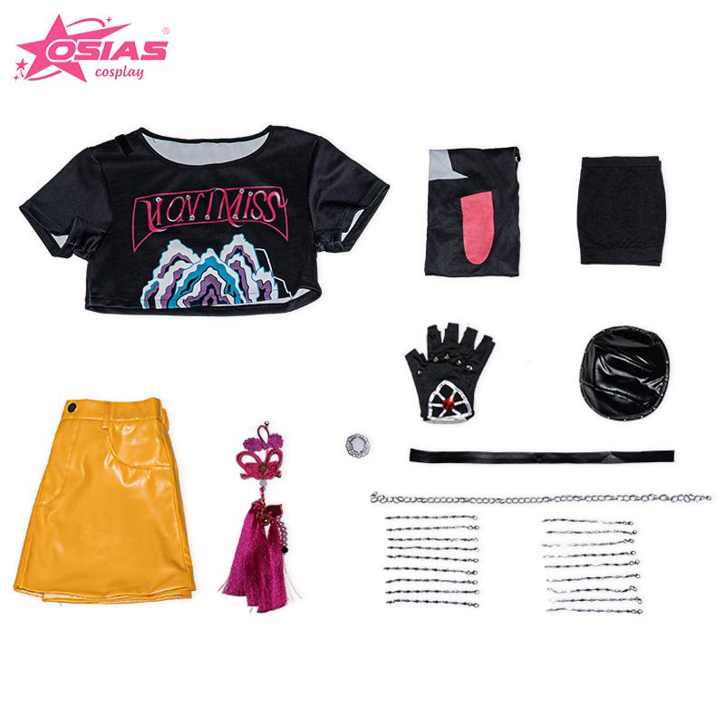 OSIAS Dames Mira Cosplay Kostuum met PU Lederen Rok Elastische Taille en Echte Zakken XL black