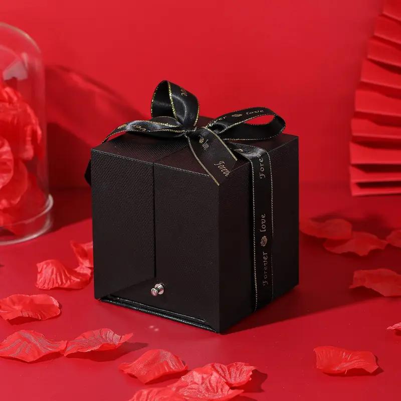 Herz und Rose Partner-Halsketten-Set, Ewige Liebe Anhänger mit Geschenkbox, Romantisches Geschenk, Ideales Jahrestagsgeschenk für Ehefrau, Freundin, MUTTER